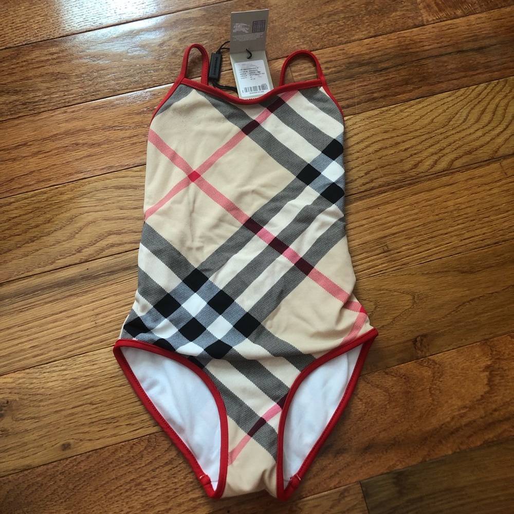Girls Burberry Signature Bathing SwimSuit Sz 6